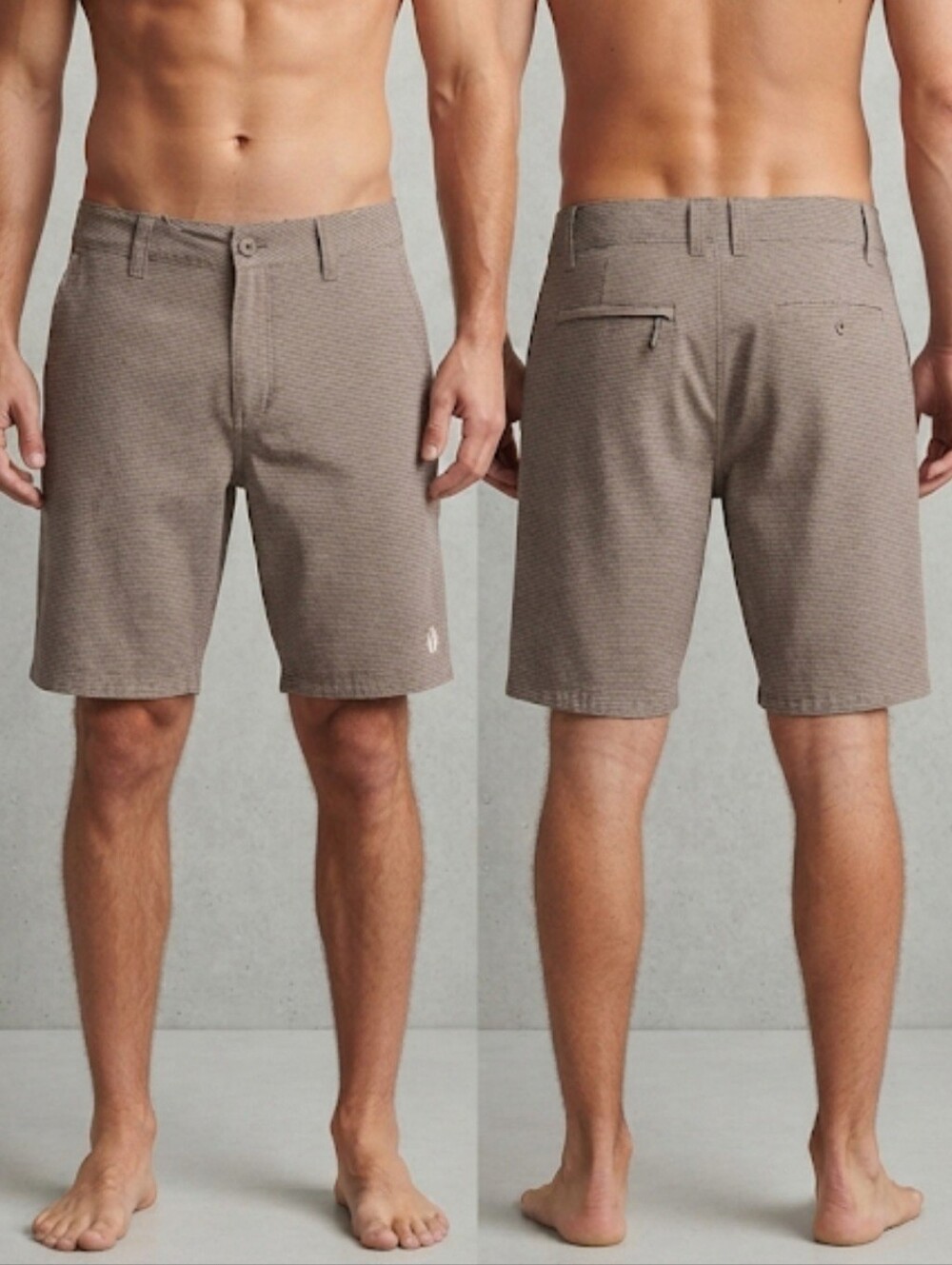 Hang Ten Men's Hybrid Board Shorts Tan Brown  Shorts 10" Inseam Size 32 (Medium)